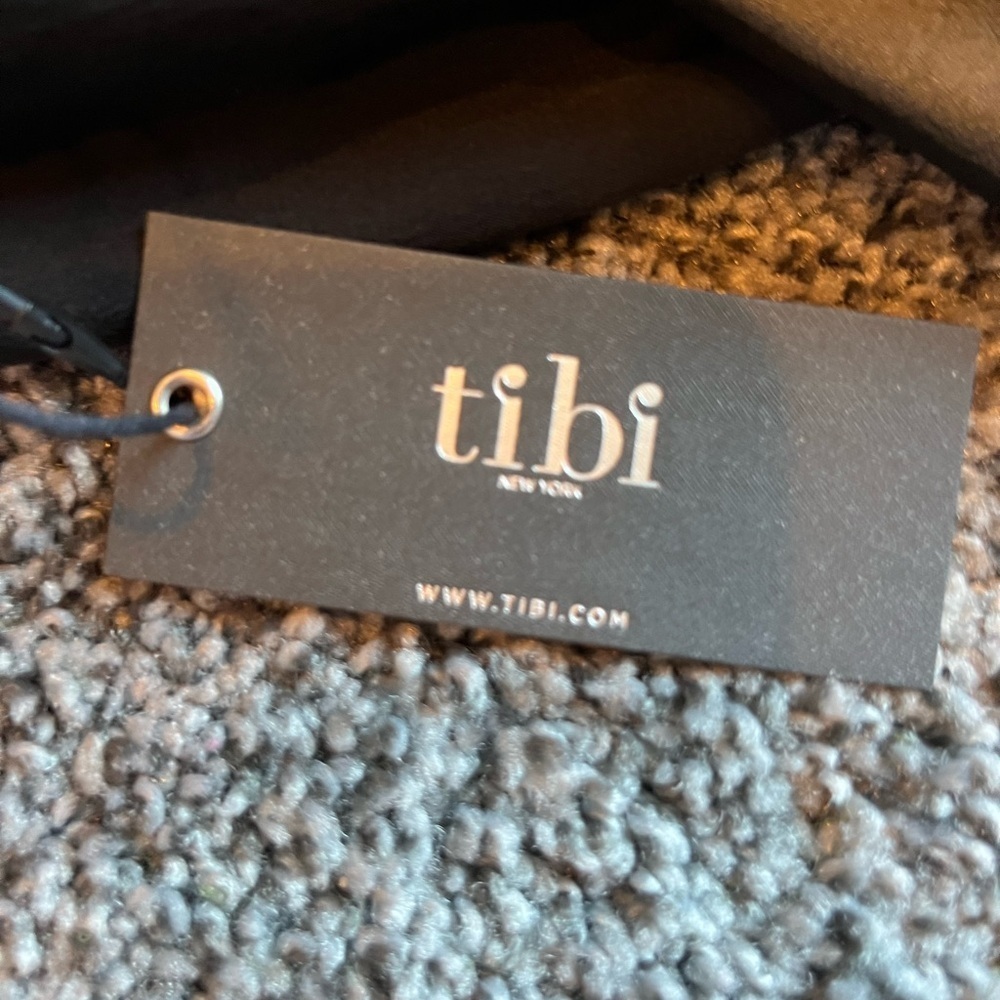 Tibi Black and Cream Silk Sleeveless Sheer Overlay Mini Dress Size 6 new - Picture 6 of 6